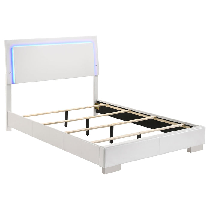 Felicity Full & Twin Panel Bed with LED Lighting Glossy White - All Brands Furniture (NJ)