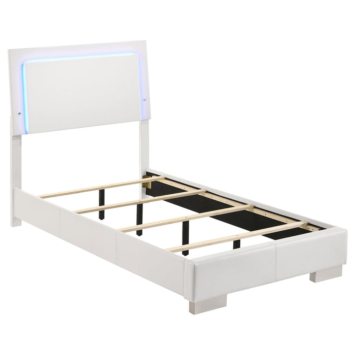Felicity Full & Twin Panel Bed with LED Lighting Glossy White - All Brands Furniture (NJ)