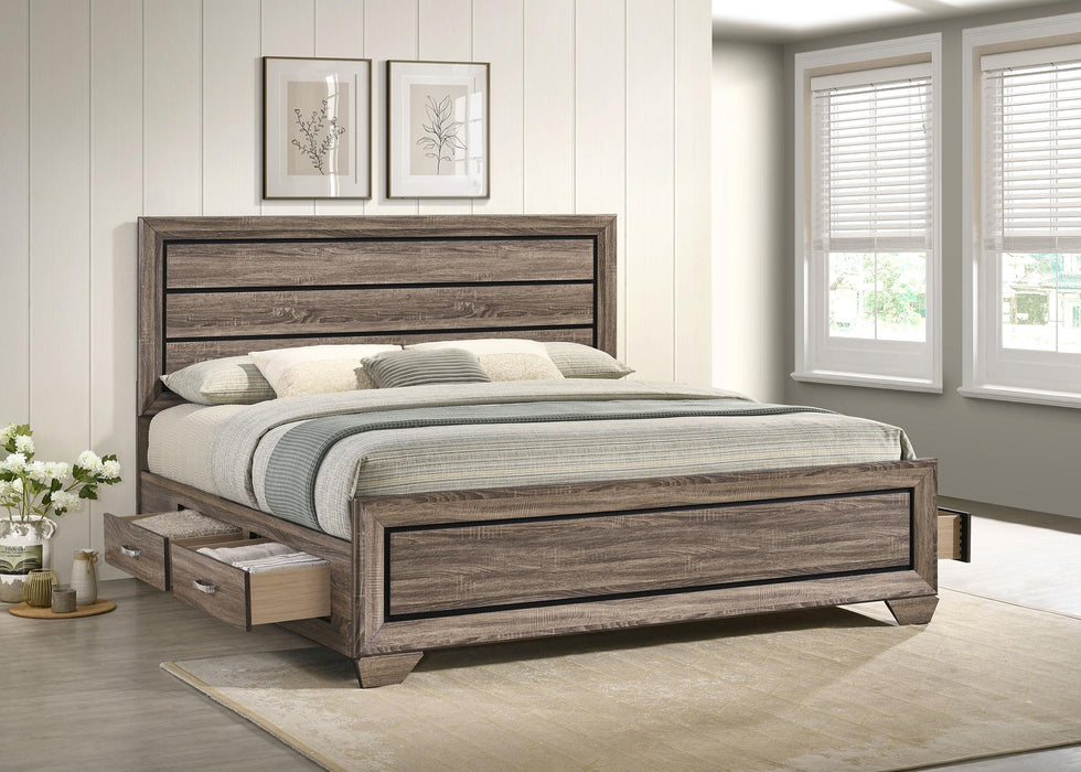 Kauffman California King, Eastren King & Queen Storage Bed Washed Taupe - All Brands Furniture (NJ)