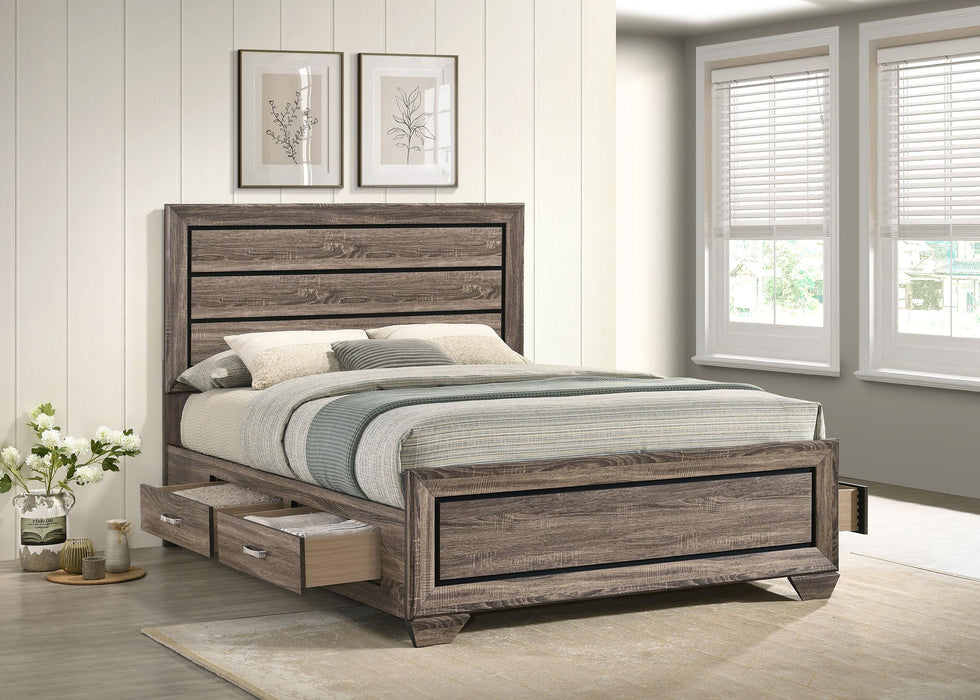 Kauffman California King, Eastren King & Queen Storage Bed Washed Taupe - All Brands Furniture (NJ)