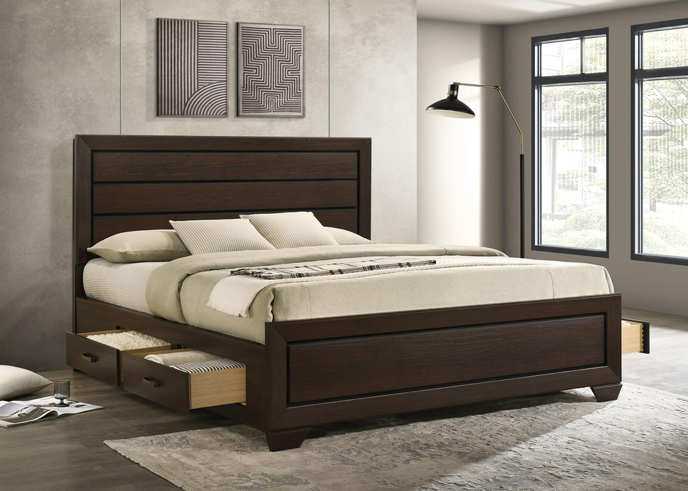 Kauffman California King, Eastren king, & Queen Storage Bed Dark Cocoa - All Brands Furniture (NJ)