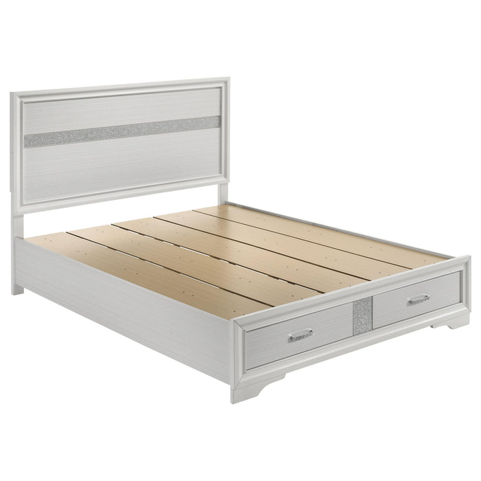 Miranda California King. E.King, & Queen 2-drawer Storage Bed Black & White - All Brands Furniture (NJ)