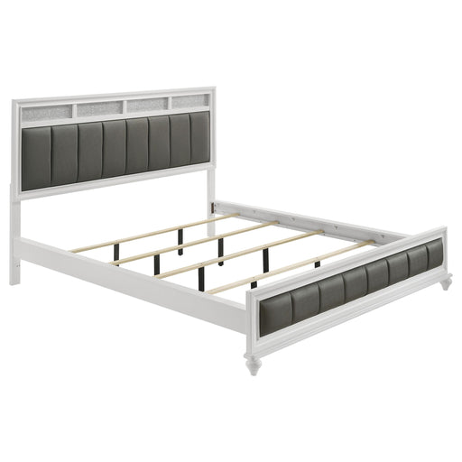 Barzini California King, E.King, & Queen Upholstered Panel Bed White - All Brands Furniture (NJ)