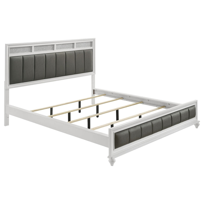 Barzini California King, E.King, & Queen Upholstered Panel Bed White - All Brands Furniture (NJ)