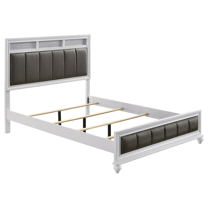 Barzini California King, E.King, & Queen Upholstered Panel Bed White - All Brands Furniture (NJ)