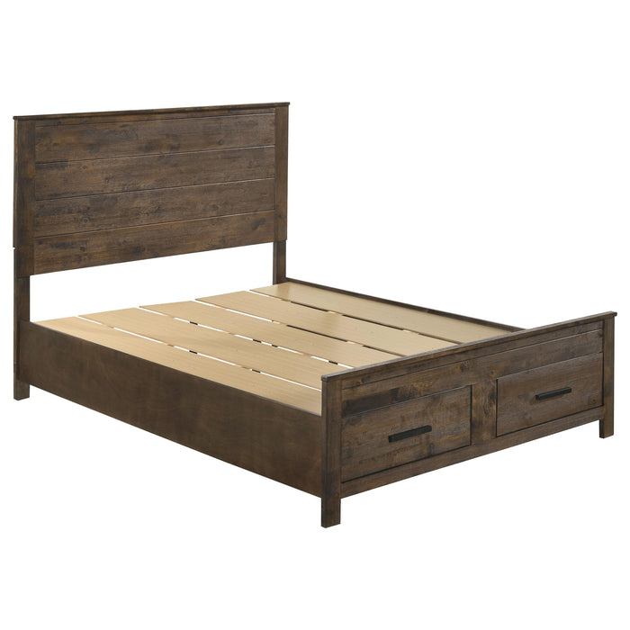 Woodmont Eastern King & Queen Storage Bed Rustic Golden Brown - All Brands Furniture (NJ)