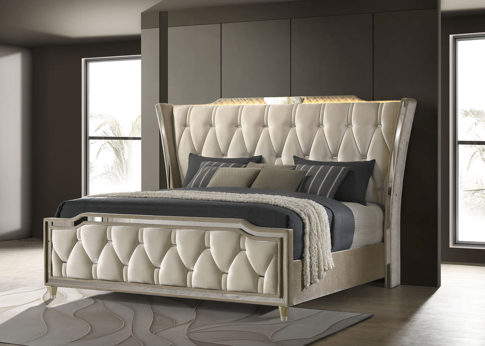 Lorient Wingback Bed with LED Lighting - All Brands Furniture (NJ)