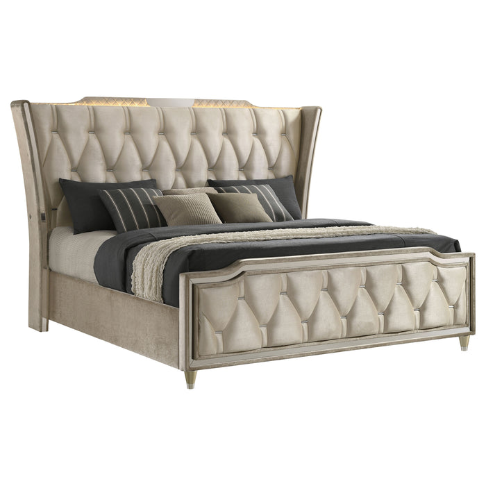 Lorient Wingback Bed with LED Lighting - All Brands Furniture (NJ)
