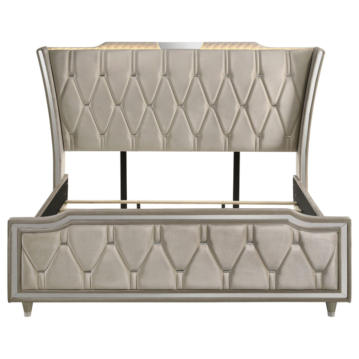 Lorient Wingback Bed with LED Lighting - All Brands Furniture (NJ)