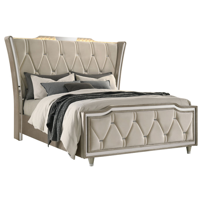 Lorient Wingback Bed with LED Lighting - All Brands Furniture (NJ)