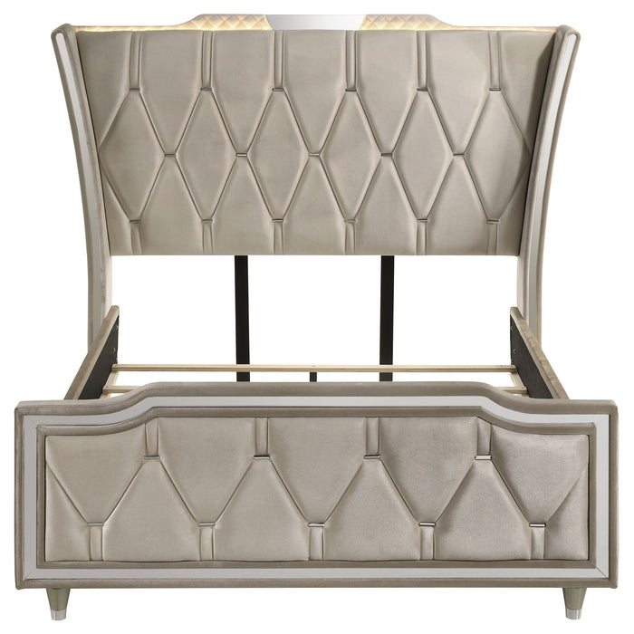 Lorient Wingback Bed with LED Lighting - All Brands Furniture (NJ)