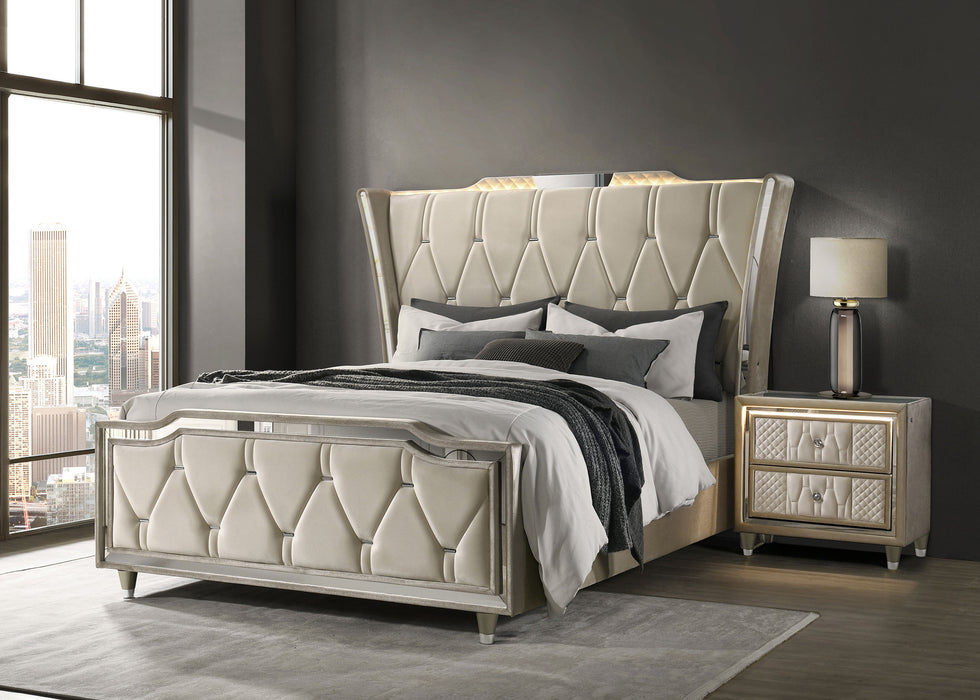 Lorient Wingback Bed with LED Lighting - All Brands Furniture (NJ)