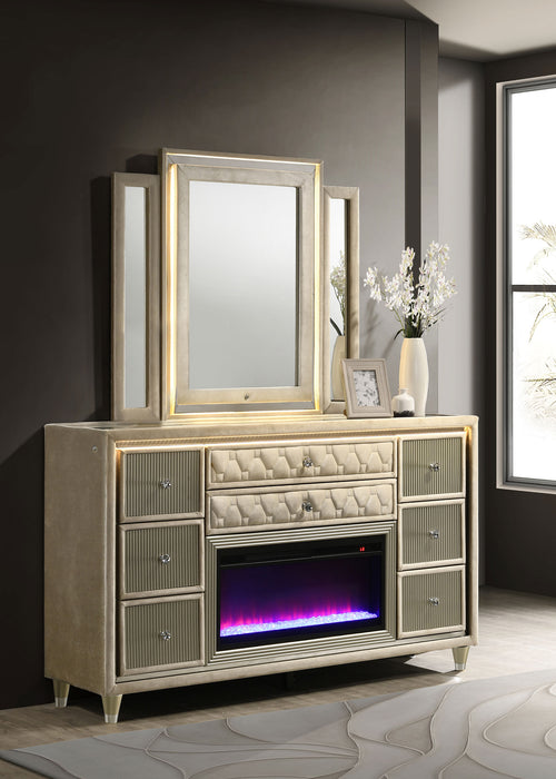 Lorient LED Dresser with LED Mirror and Flame Visualizer - All Brands Furniture (NJ)