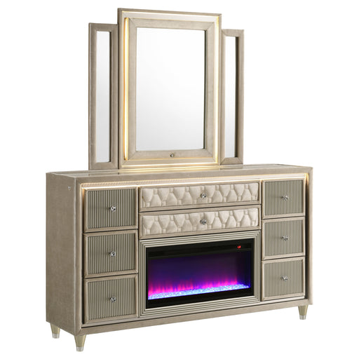 Lorient LED Dresser with LED Mirror and Flame Visualizer - All Brands Furniture (NJ)