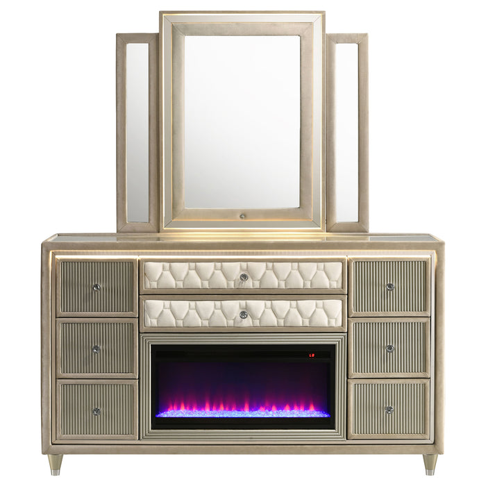 Lorient LED Dresser with LED Mirror and Flame Visualizer - All Brands Furniture (NJ)