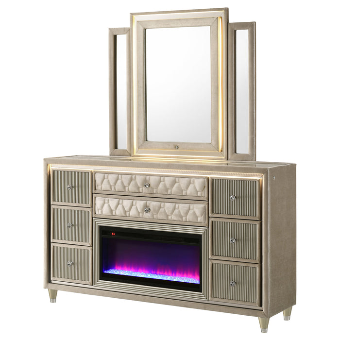 Lorient LED Dresser with LED Mirror and Flame Visualizer - All Brands Furniture (NJ)