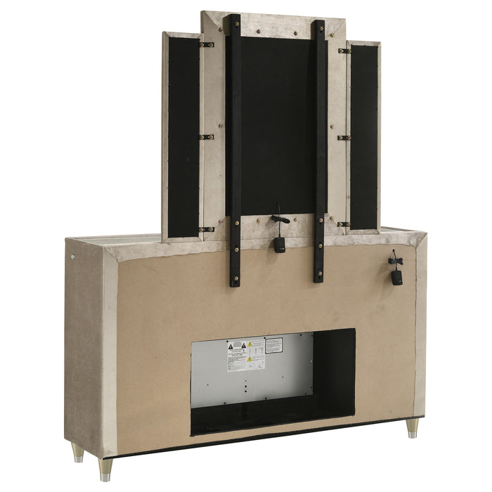 Lorient LED Dresser with LED Mirror and Flame Visualizer - All Brands Furniture (NJ)