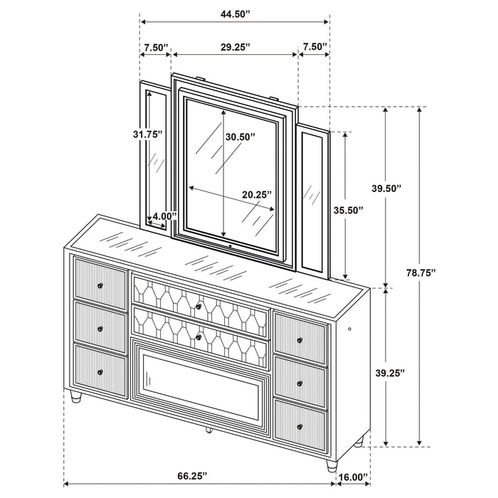 Lorient LED Dresser with LED Mirror and Flame Visualizer - All Brands Furniture (NJ)