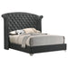 Melody California King, Eastren King, Queen Wingback Upholstered Bed Pacific Blue & Grey - All Brands Furniture (NJ)