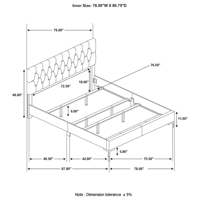 Kendall Panel Bed E.King, & Queen Black & White - All Brands Furniture (NJ)