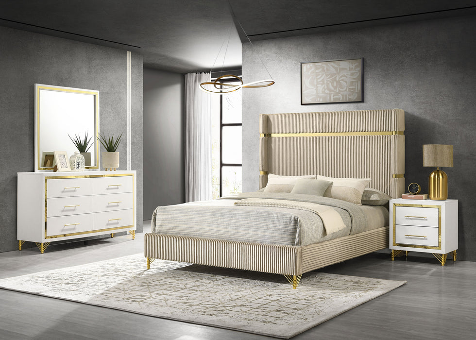 Lucia 4 & 5 Piece Bedroom Set King & Queen Beige & Grey - All Brands Furniture (NJ)