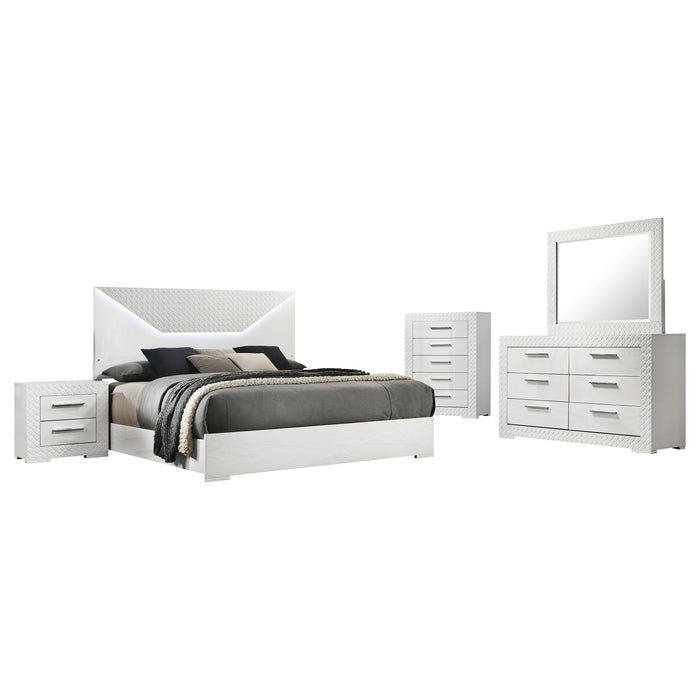 Ives 4 & 5 Piece Bedroom Set E.king & Queen White & Grey - All Brands Furniture (NJ)