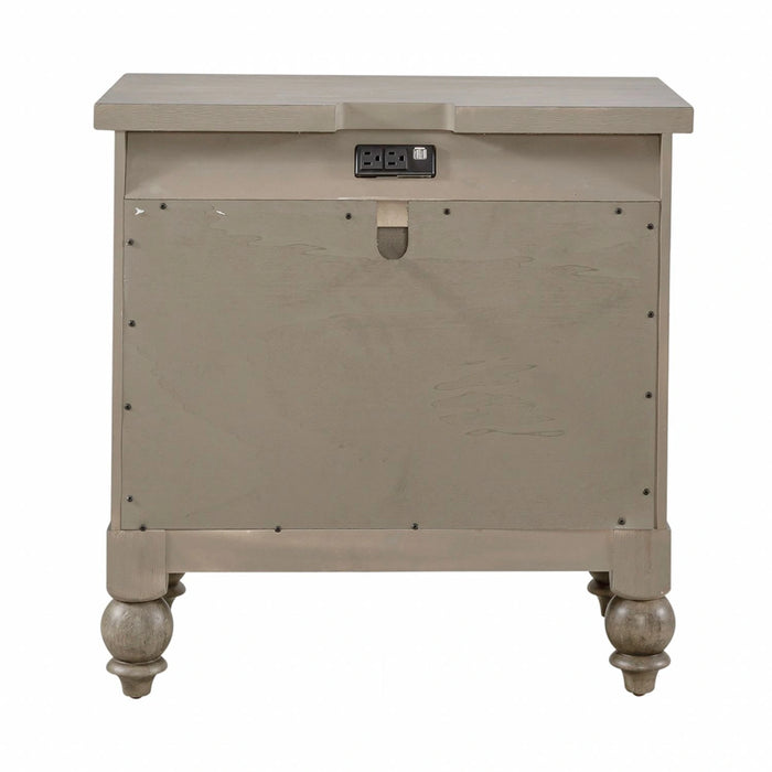 Americana Farmhouse 2 Drawer Nightstand in Dusty Taupe and Black image