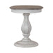 Magnolia Manor Round Accent Table in Antique White Base w/ Weathered Bark Tops image