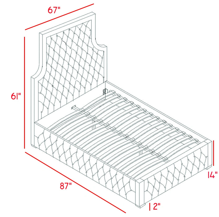 Sedona Navy Velvet Queen Bed