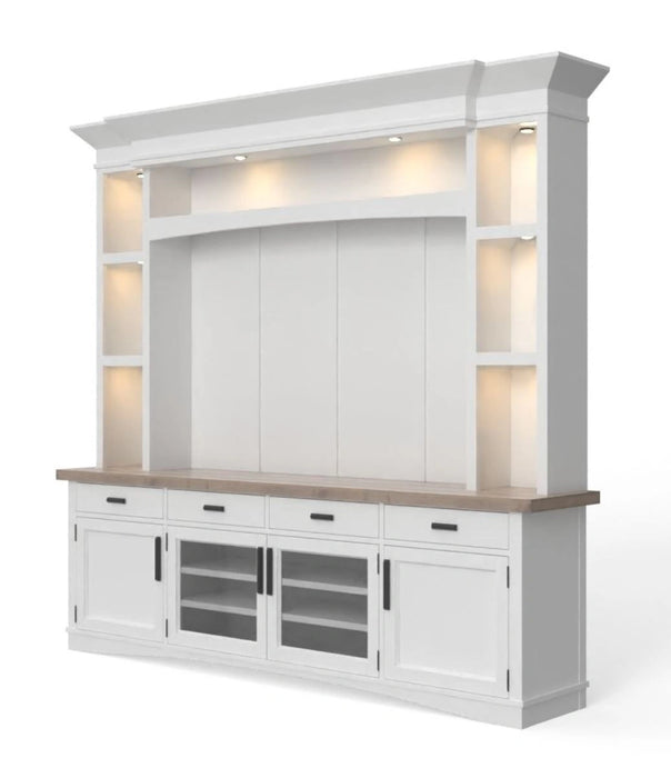Parker House Americana Modern 92 Inch TV Console with Hutch Back Panel and LED Lights