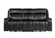 U8881 Black Leather Power Reclining Sofa with Immerse Sound