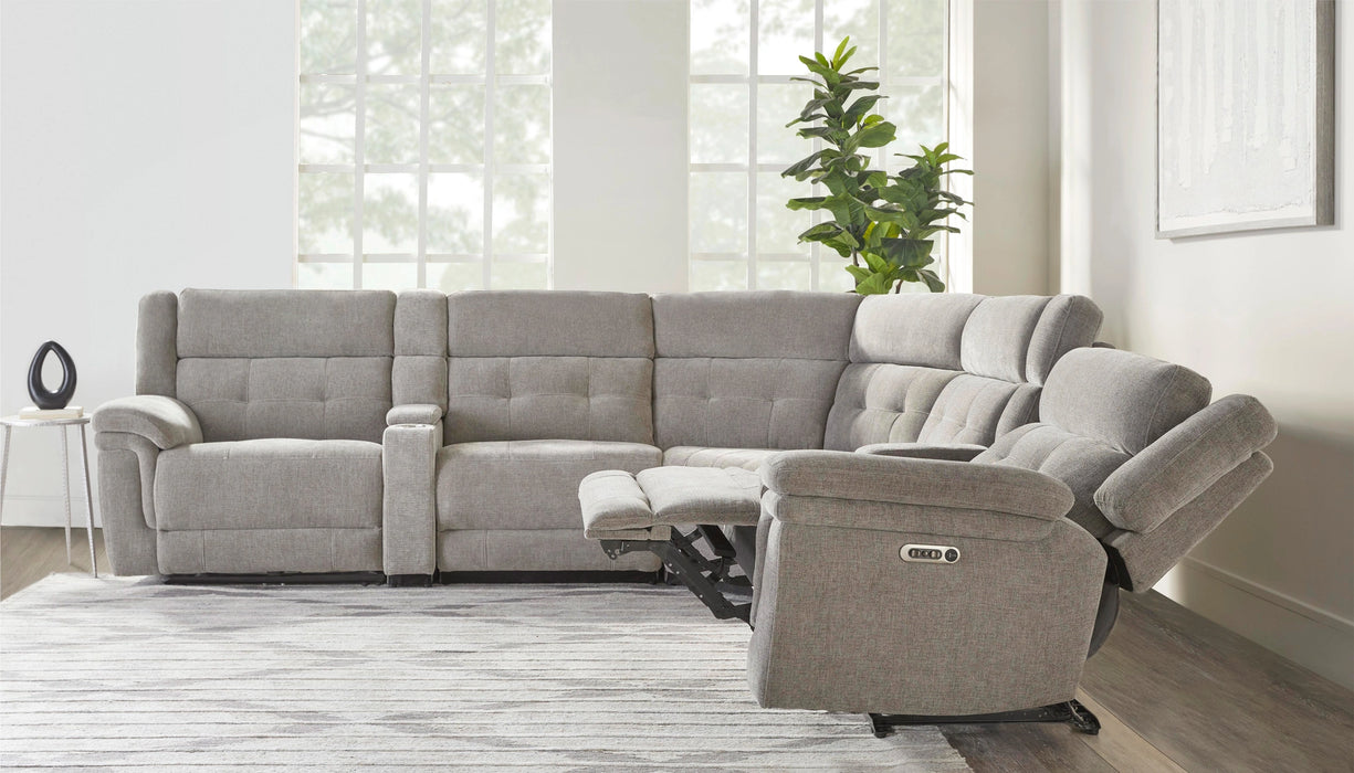 Parker Living Richland - Bristol Grey 7 Piece Modular Power Reclining Sectional with Power Adjustable Headrests