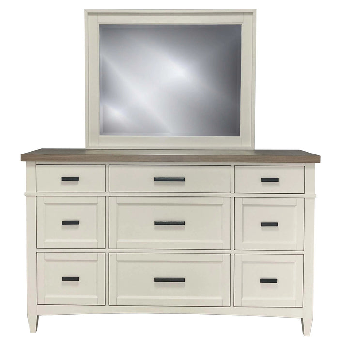 Parker House Americana Modern Bedroom Queen Shelter Bed 2 Nightstands and Dresser with Mirror