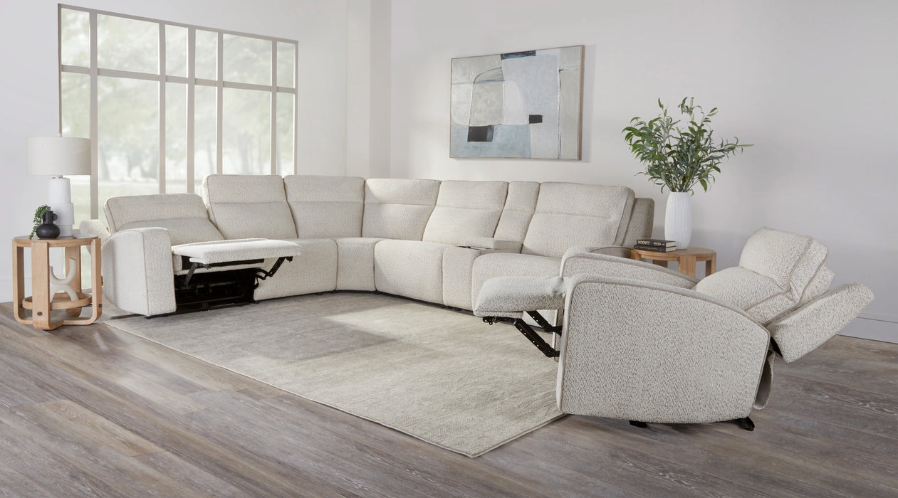 Parker Living Lancaster - Fluffy River Rock 6 Piece Zero Gravity Power Reclining Sectional with Power Adjustable Headrests