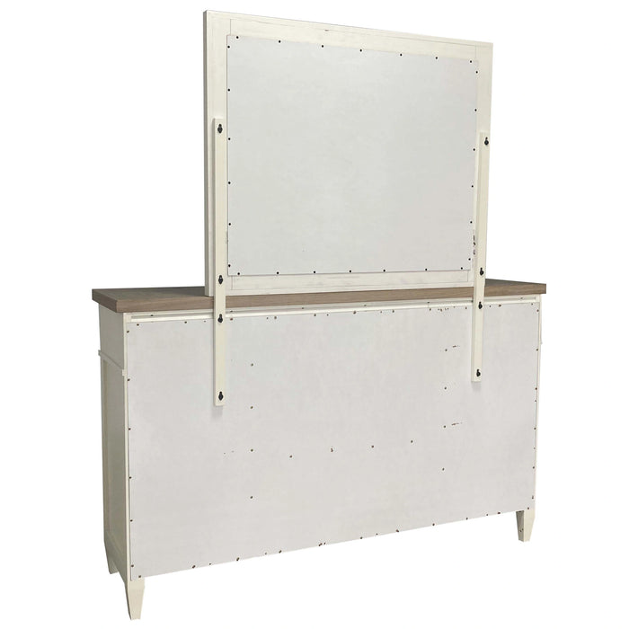 Parker House Americana Modern Bedroom Queen Platform Bed 2 Nightstands Dresser with Mirror and Chest
