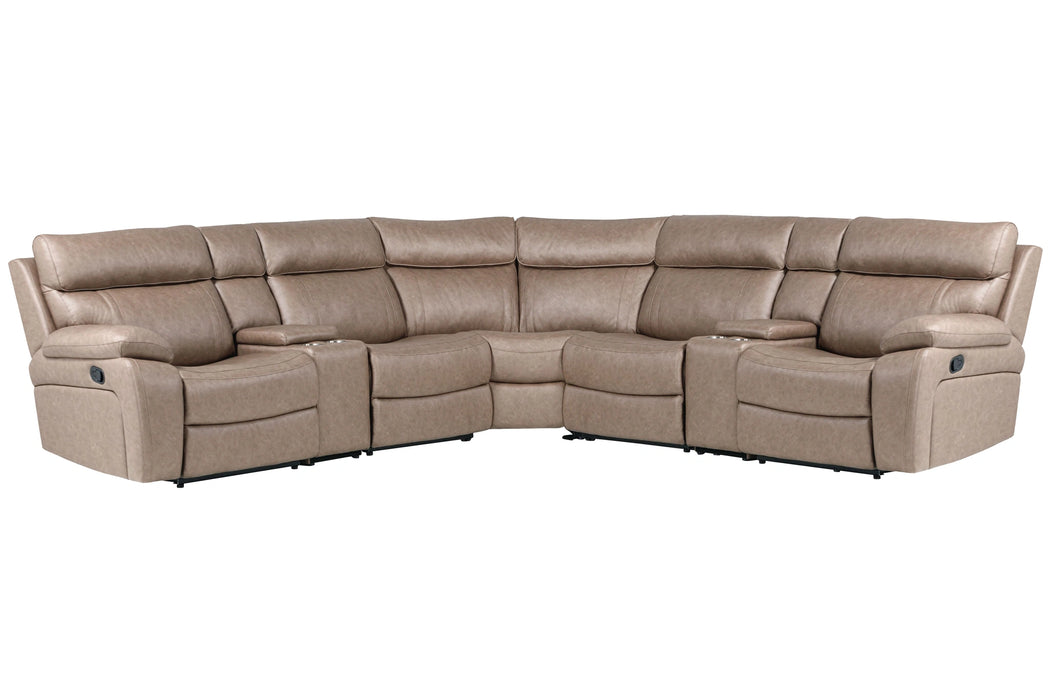 Parker Living Theon - Stokes Toffee 7 Piece Modular Manual Reclining Sectional and Entertainment Console