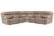 Parker Living Theon - Stokes Toffee 7 Piece Modular Manual Reclining Sectional and Entertainment Console