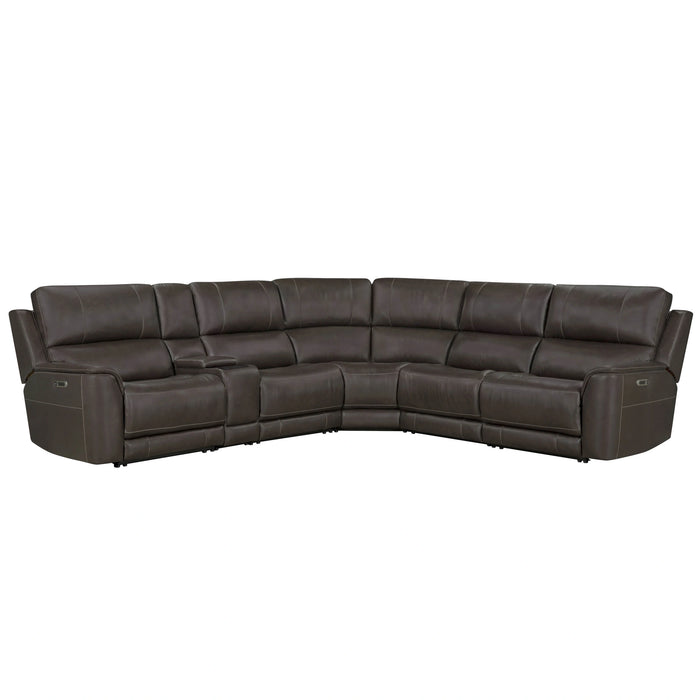 Parker Living Easton - Steamboat Brown 6 Piece Zero Gravity Power Reclining Sectional with Power Adjustable Headrests