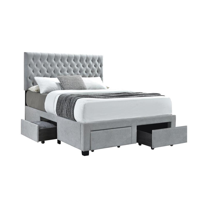 Soledad Eastern King, Full, & Queen 4-drawer Button Tufted Storage Bed Black & White - All Brands Furniture (NJ)
