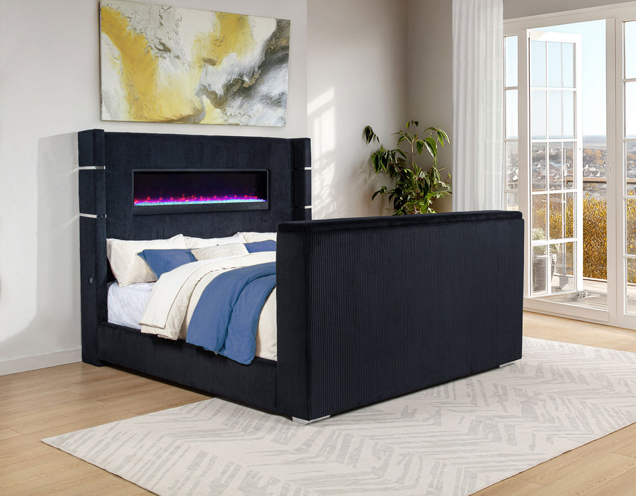 Tisdall Wingback TV Bed with Flame Visualizer - All Brands Furniture (NJ)