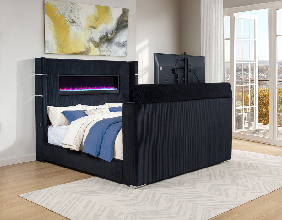 Tisdall Wingback TV Bed with Flame Visualizer - All Brands Furniture (NJ)