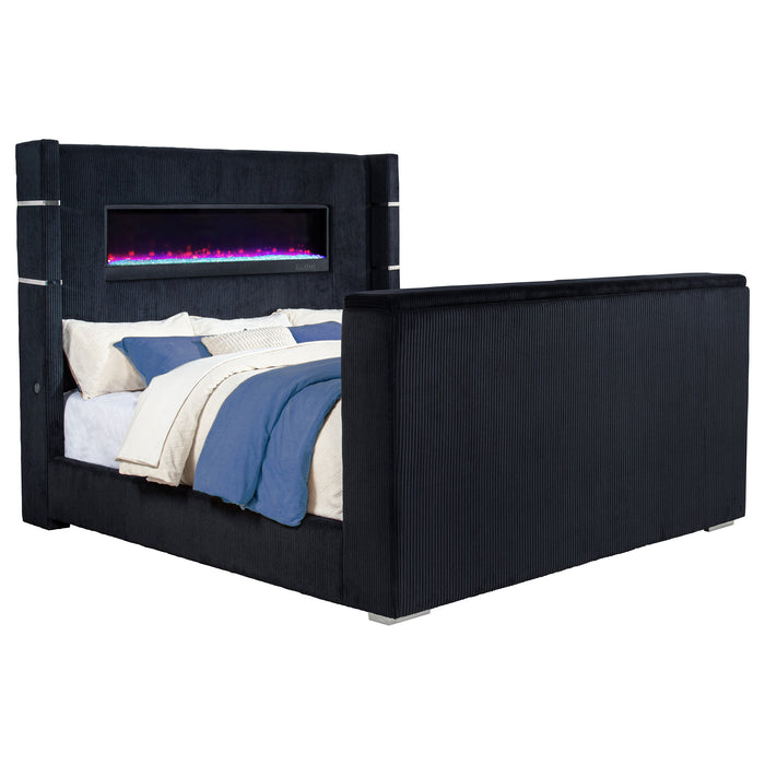 Tisdall Wingback TV Bed with Flame Visualizer - All Brands Furniture (NJ)