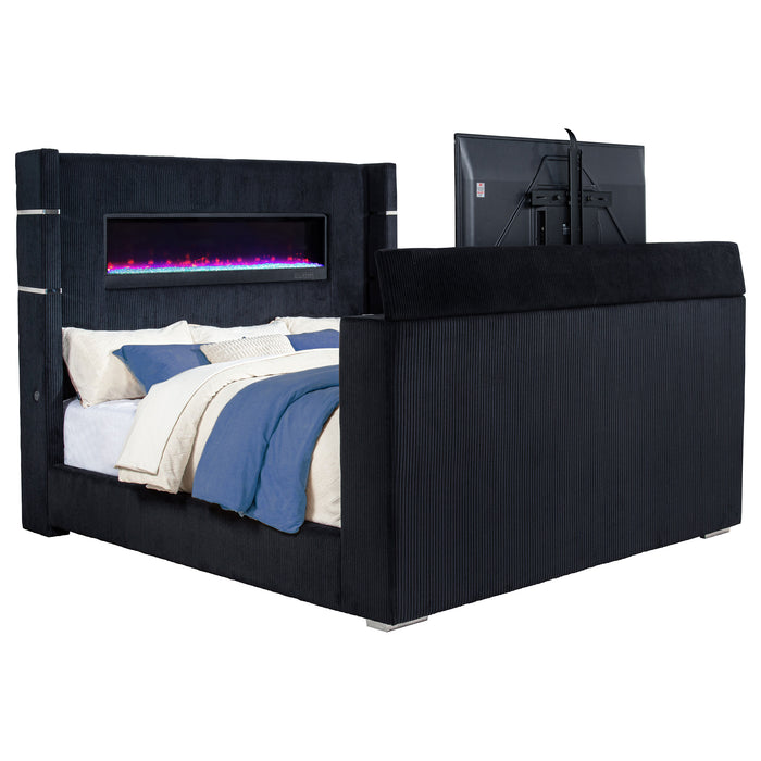 Tisdall Wingback TV Bed with Flame Visualizer - All Brands Furniture (NJ)