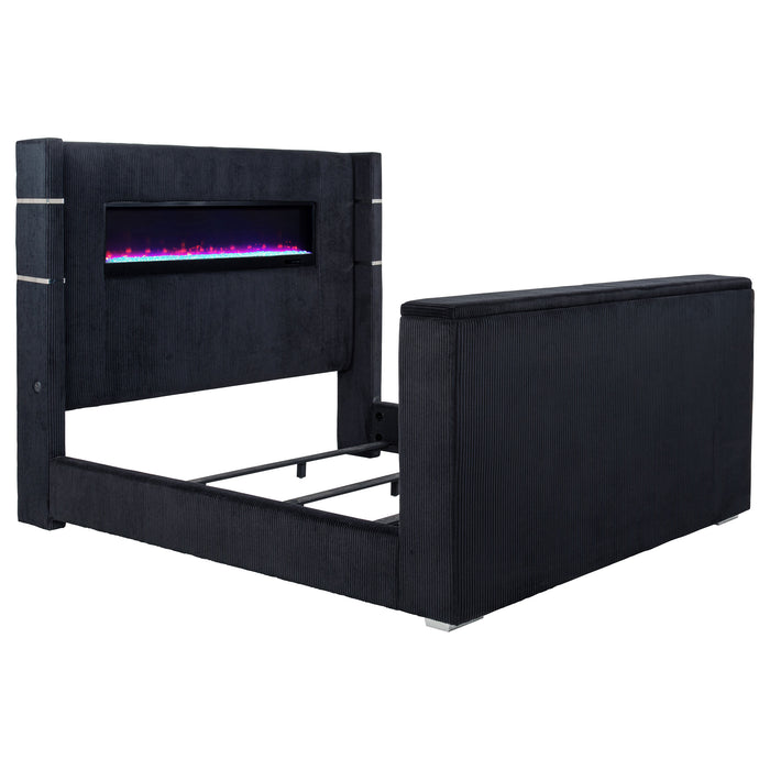 Tisdall Wingback TV Bed with Flame Visualizer - All Brands Furniture (NJ)