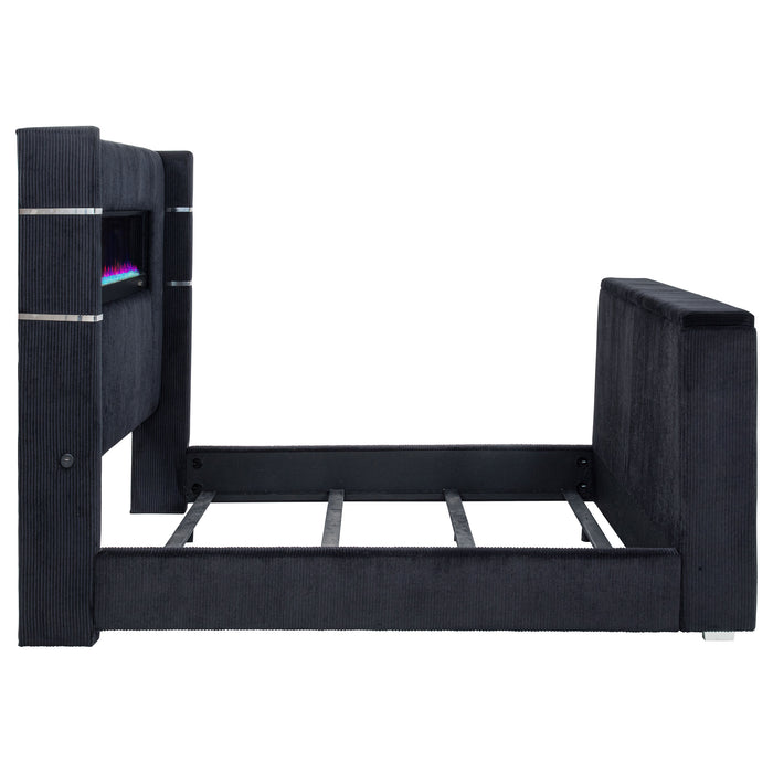 Tisdall Wingback TV Bed with Flame Visualizer - All Brands Furniture (NJ)