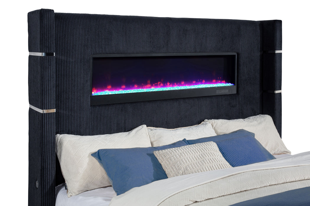 Tisdall Wingback TV Bed with Flame Visualizer - All Brands Furniture (NJ)