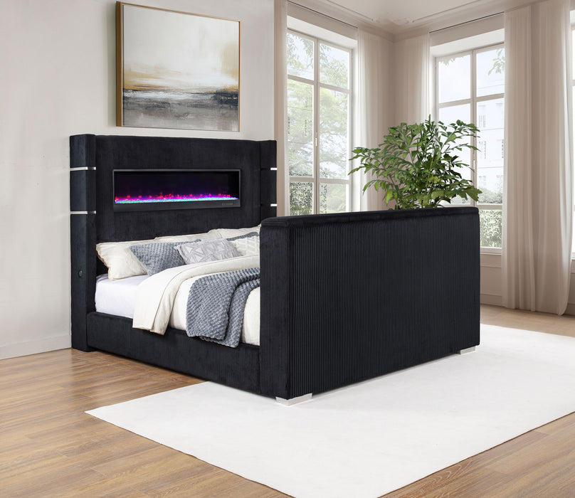 Tisdall Wingback TV Bed with Flame Visualizer - All Brands Furniture (NJ)