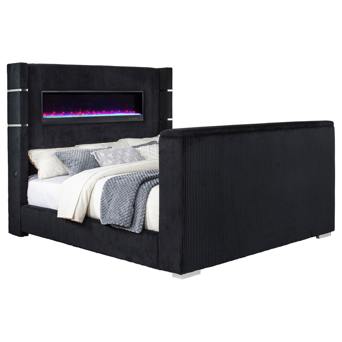 Tisdall Wingback TV Bed with Flame Visualizer - All Brands Furniture (NJ)