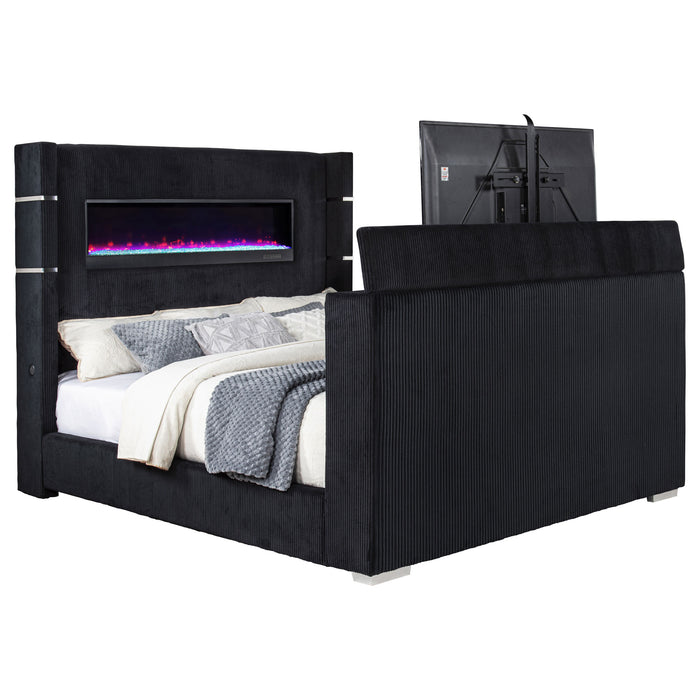 Tisdall Wingback TV Bed with Flame Visualizer - All Brands Furniture (NJ)