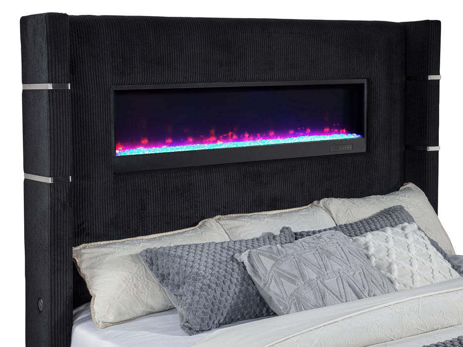 Tisdall Wingback TV Bed with Flame Visualizer - All Brands Furniture (NJ)